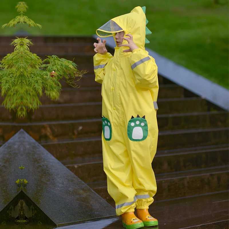 80-145cm Boys Girls Raincoat For ChildrenWaterproof Rain Coat Jumpsuit Students Raingear Kids Poncho Y240810