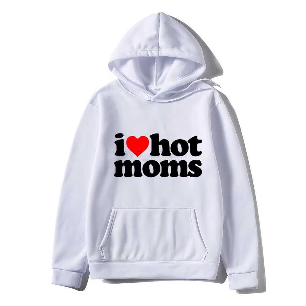 I Love Hot Moms Men Hoodies Sweatshirts New Funny Red Heart Love Moms print Hoodie Men Women Casual Top Pullover Mens ClothingXJ240812