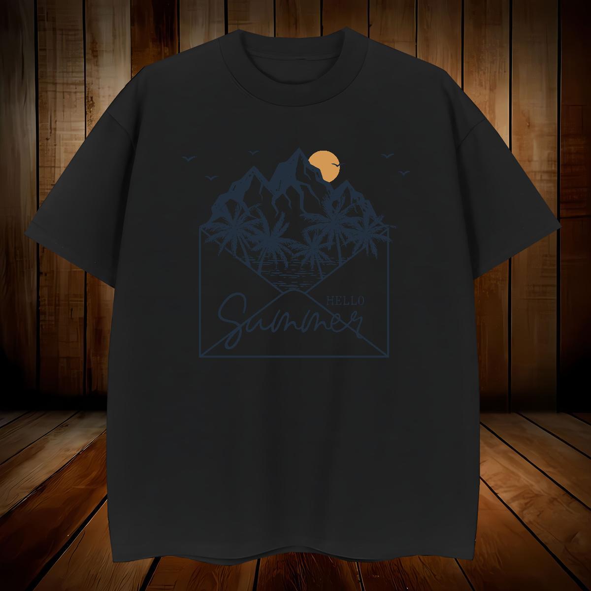 Unisex sun Mens T Shirts Sports Casual Men Tees 100% Cotton 230g Fashion New Crew Neck Breathable Cartoon Print Tops Tees