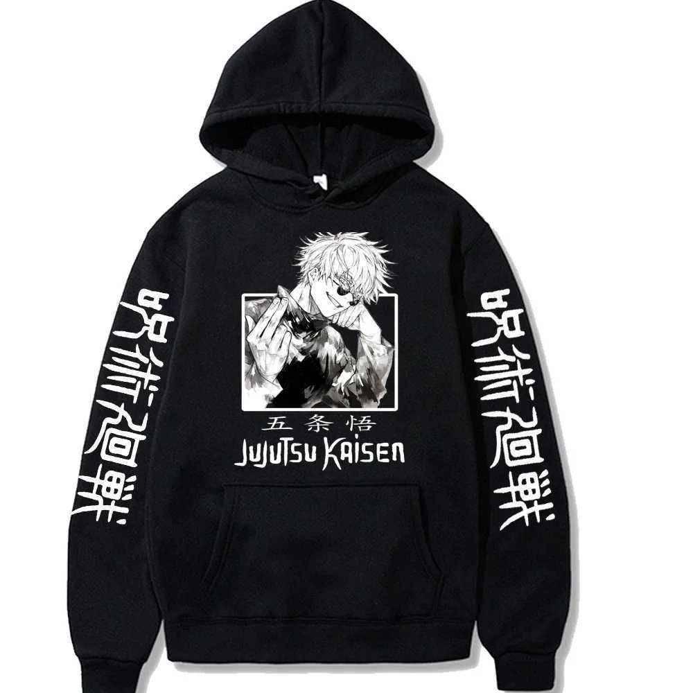 Jujutsu Kaisen Hoodie Anime Gojou Satoru Print Hooded Pullovers Tops Loose Long Sleeves Harajuku Man Clothes Fleece HoodiesXJ240812
