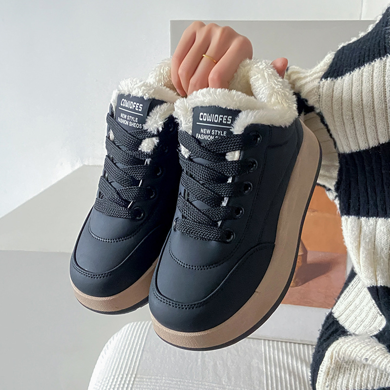 Ddmysports Winter For Women New Velvet Versatile Student Igh Top Trendy Big Cotton Thick Sole Casual Shoes BR Outdoor