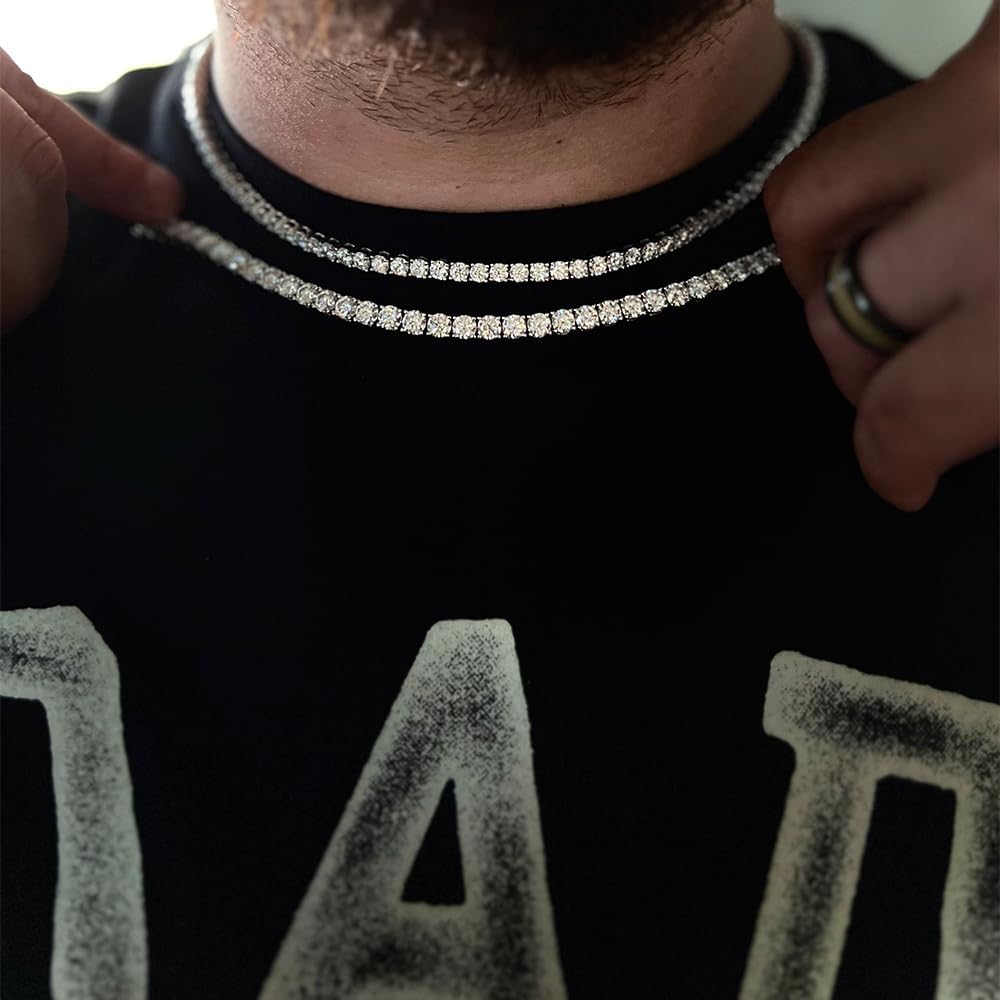 Jewelry designer Moissanite tennis necklace hip hop necklace 2mm 3mm 4mm 5mm ice diamond sterling silver Moissanite tennis bracelet