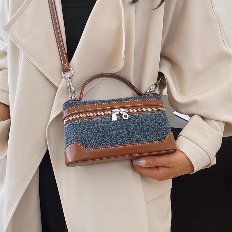 Bag Denim Color-matching Portable Small Square Women's Cross-border Trendy Explosive Shoulder Crossbody zhanyishengli