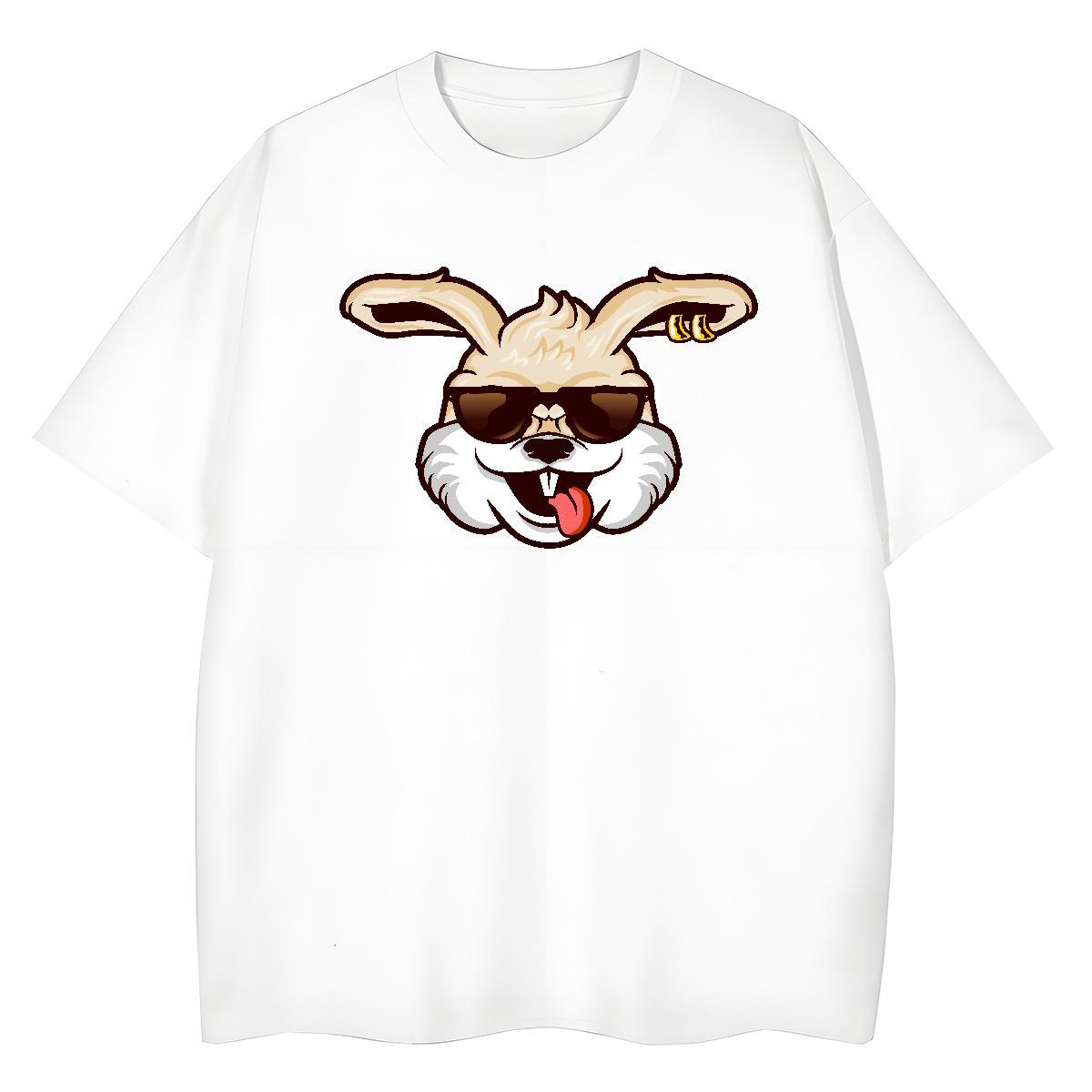 Comfortable T Shirts Men rabbit O-Neck Short Sleeve Casual Beach DIY Anime 100% Cotton 230g Men Tops Tees Stylist Clothings