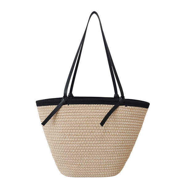 CMM New Instagram Fashion Simple Cotton Rope Woven Bag Handmade Grass Woven Bag Beach Vacation Large Capacity Tote Bag for Women