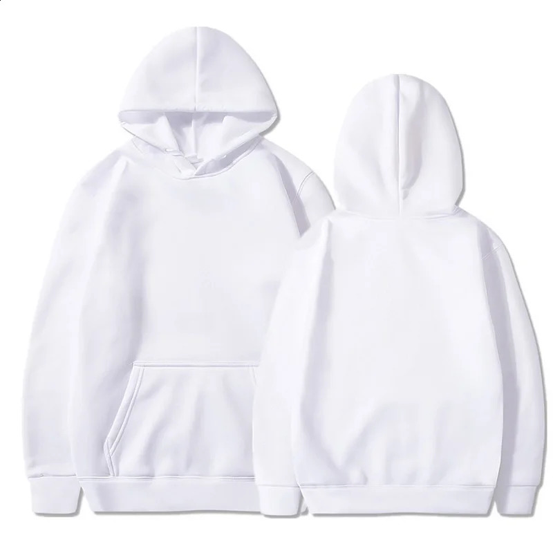 white Hoodies men women Autumn Long Sleeve Pullover Tops Casual Pocket Hoodies Unisex Outer Loose Sport Wear 240812