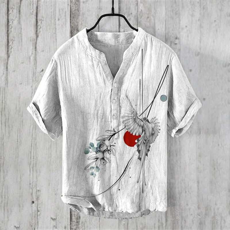 2024 Hawaii fashion linen high-quality fabric mens short sleeved shirt European and American popular style street casual wearXJ240812