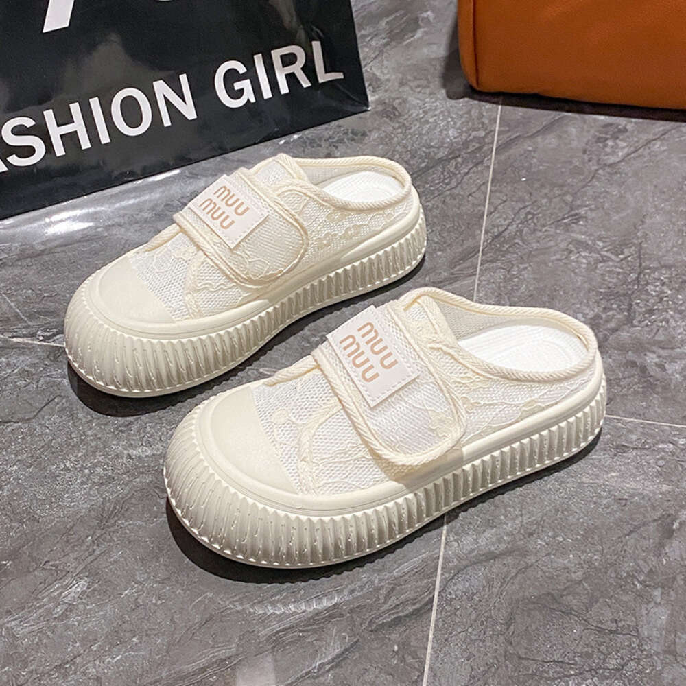 Ddmysports Summer Alf Tuo Korean Edition Breathable Slippers Female Students Thick Sole Casual Versatile Tall White Shoes C Outdoor