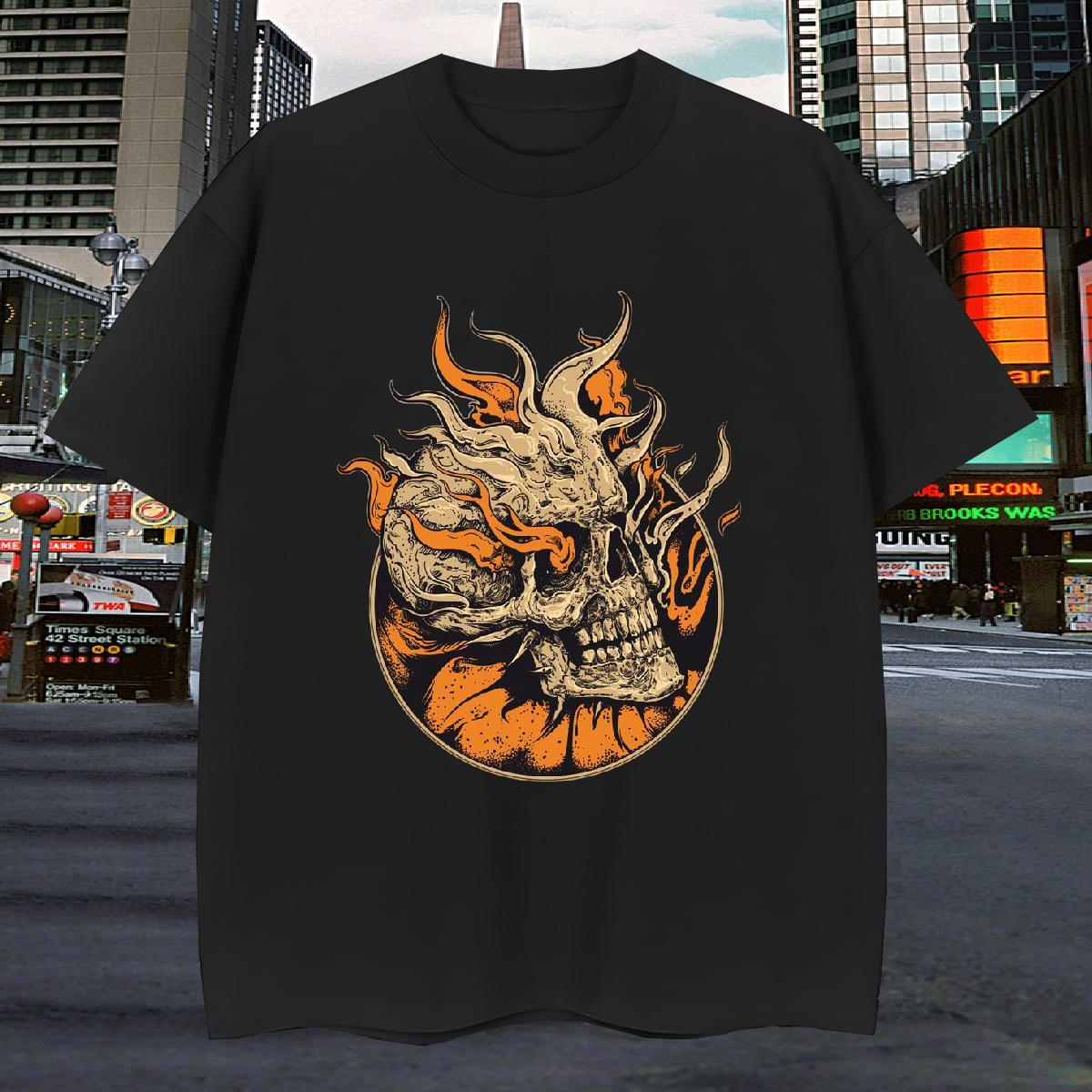 Customized Men T Shirts skull Tshirts 230g Pure Cotton Casual Daily Wear TOP Quality Oversized 4XL Crew Neck Men Tops Tees