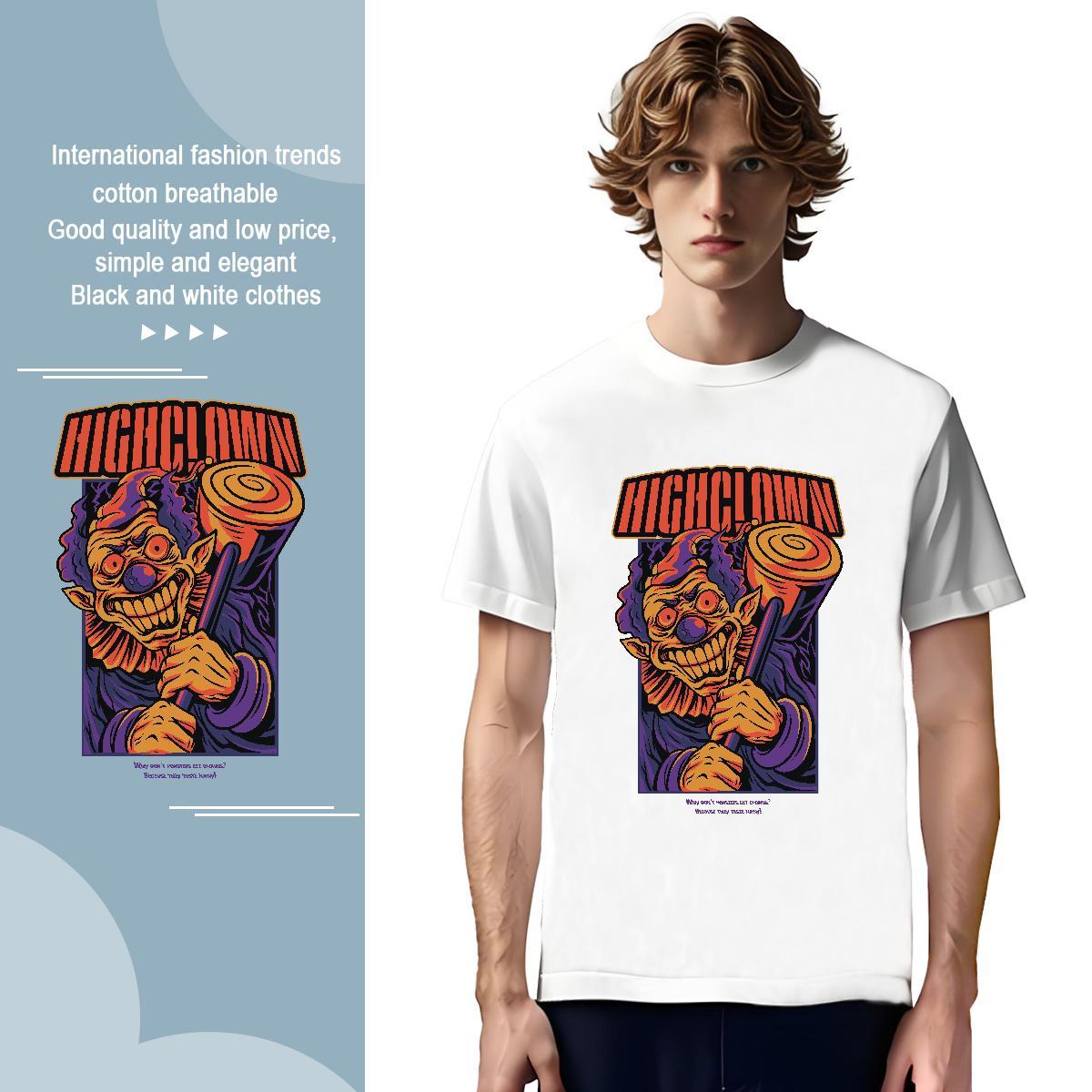 Men T Shirts 230g 100% Cotton scary Summer Casual Breathable Short Sleeve Custom Anime Couples T Shirts Customized TOP Quality Clothings