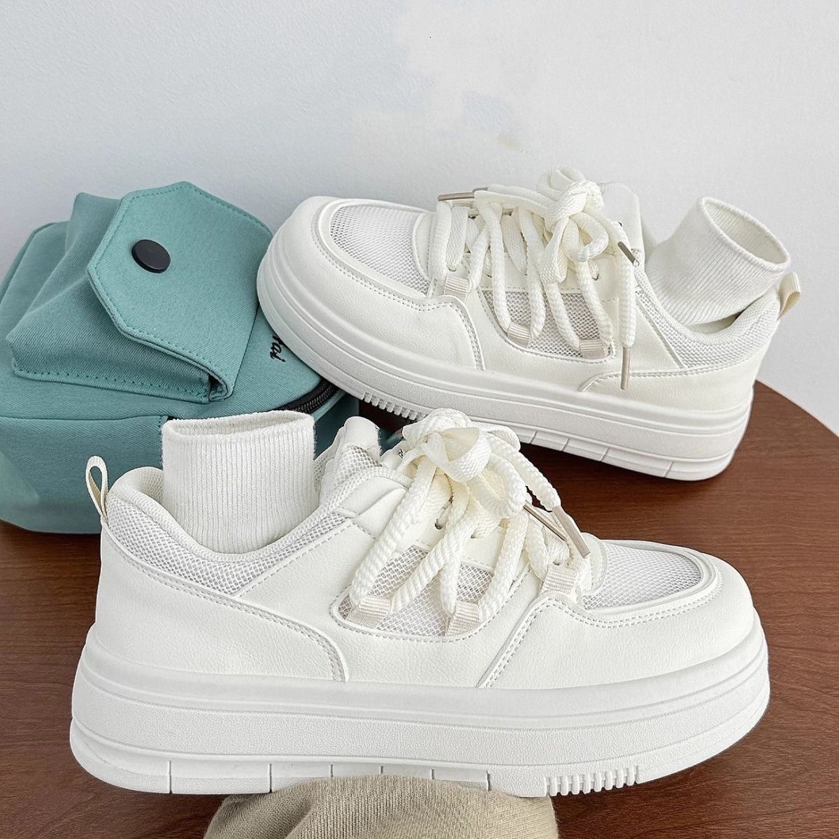 Ddmysports Yiya Little White New Summer Thin For Women Breathable Mesh Versatile Thick Soled Board Shoes Outdoor