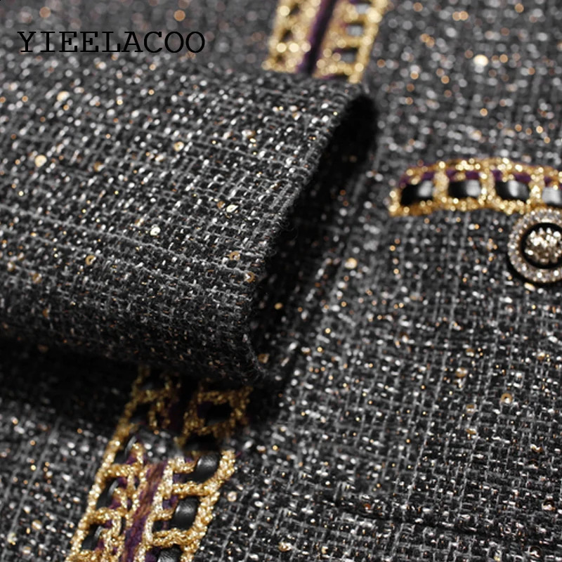 Brown Tweed Outerwear Spring /Autumn / Winter Coat Temperament One Piece Round Neck Casual Womens Jacket 240812