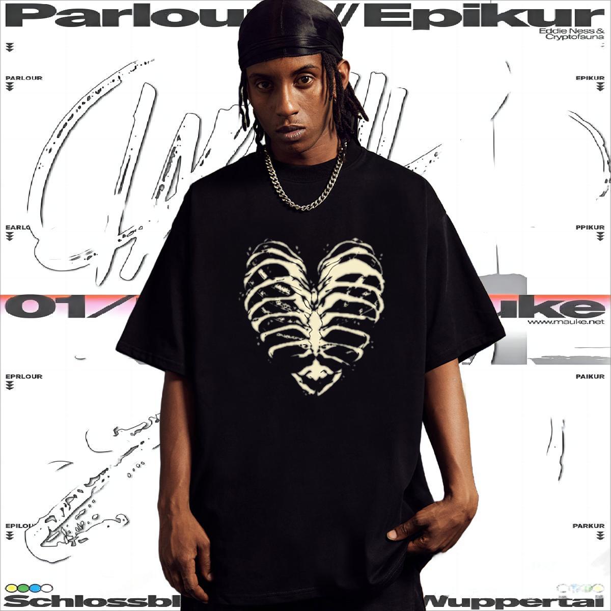 New T-Shirts skull Tops Tees 230g 100% Cotton Street Casual High Quality DIY Anime O-Neck Short Sleeve Couples T Shirts