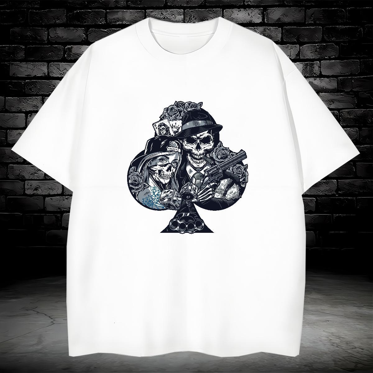 Designer T-Shirts skull Tees 230g 100% Cotton Home Outdoor Classic Custom Big Size O Neck Short Sleeves Tshirt for Man Woman