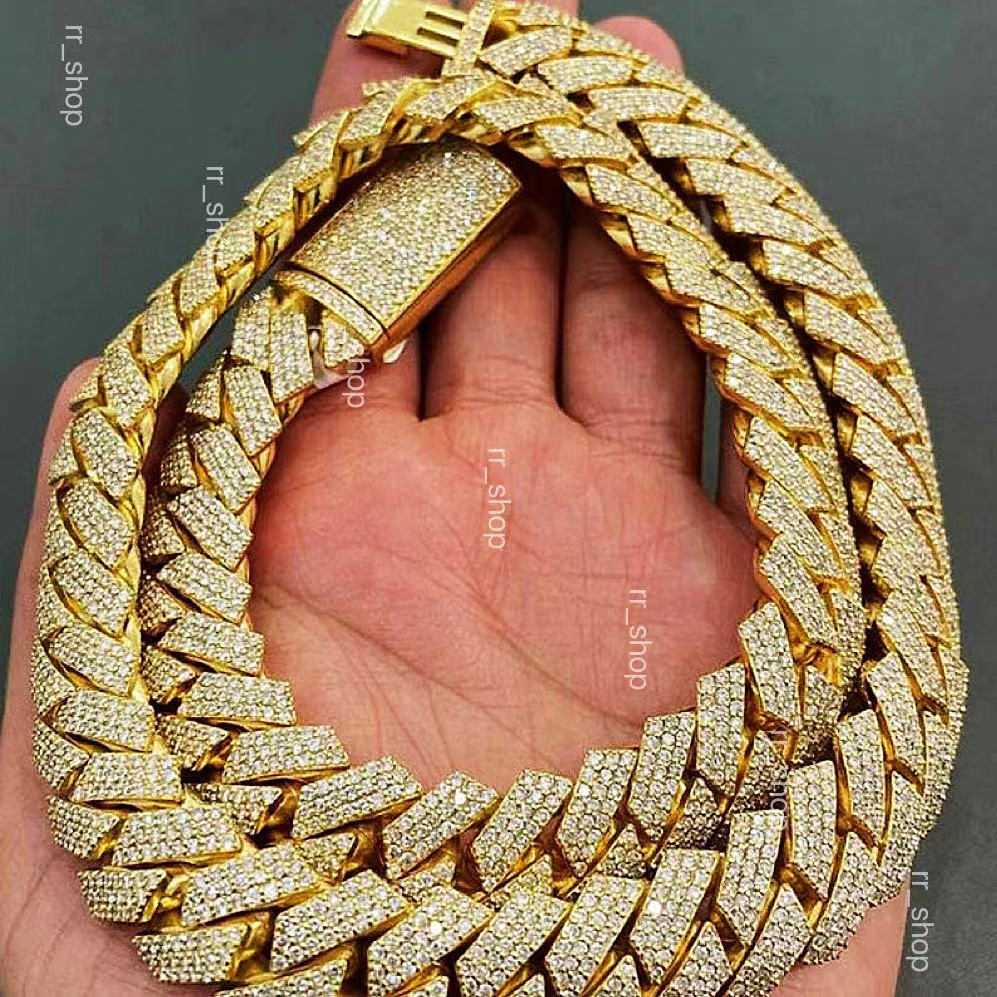 necklace moissanite chain Custom 20mm Width Miami Cuban Link Real S925 Heavy Hip Hop Chain Vvs Moissanite Chain Cuban