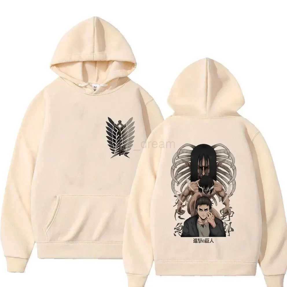 Anime Attack On Titan Men Women Hoodies Yeager Eren Graphic Printed Hooded Plus Size Sweatshirt Harajuku Streetwear PulloverXJ240812