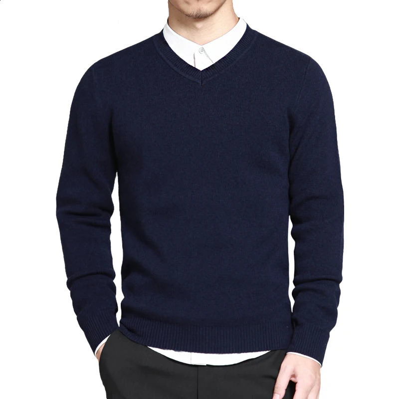 2024 Mens Pullovers Sweaters Basic Style V neck Sweater Cotton Knitted Jumpers Solid Male Knitwear Navy Red Black Plus Size 4XL 240812