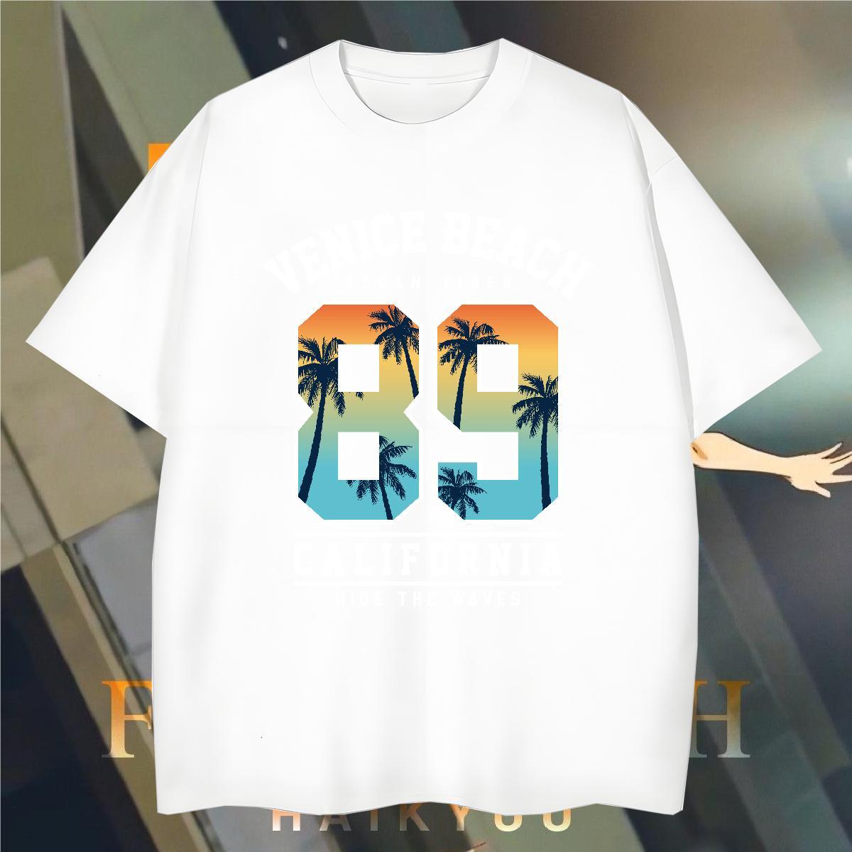 Loose Fit Men Clothes T-Shirt letter 230g Cotton Daily Outfit Breathable T shirt Custom Cartoon DIY Customized Tee Shirt