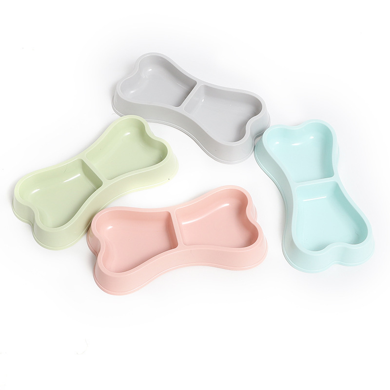 New Nordic style aron color bone shaped double Havo dog pet food utensil cat bowl