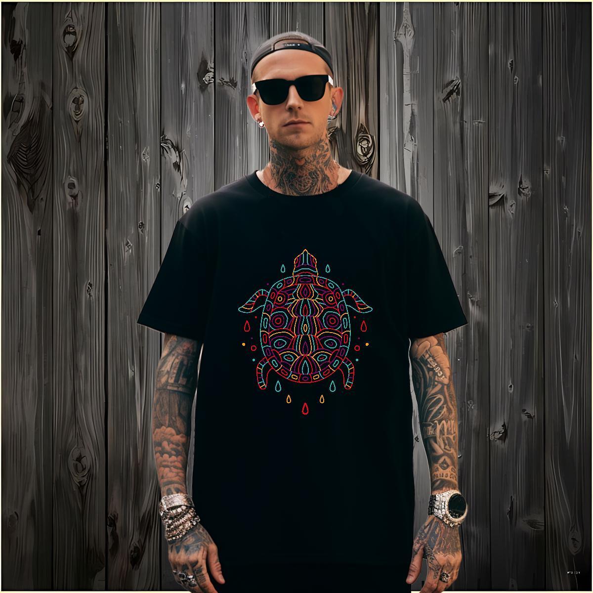 Unisex T-Shirts for Men tortoise Short Sleeve Soft Casual Anime 230g 100% Cotton Men Tshirts Customized Polos