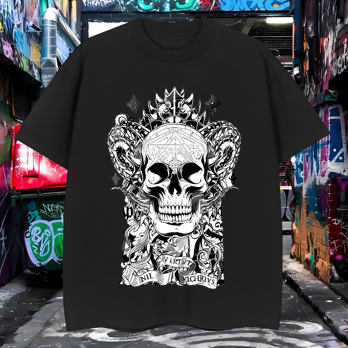 Classic Mens T Shirts skull Top Tees 230g 100% Cotton Sports Casual Brand DIY Logo Oversized Pure Cotton Couples T Shirts