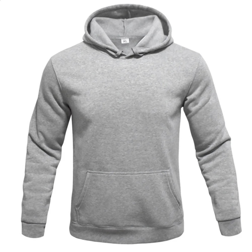Pure -colored mens hoodie velvet warm mens sportswear fashion street casual mens loose breathable bouquets and hoodie 240812