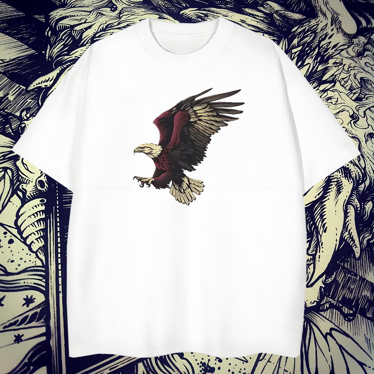 Wholesale Tshirt for Man Woman Spring Summer 230g Pure Cotton Plus Size Cartoon Breathable Soft eagle T shirt Free Shipping Tops