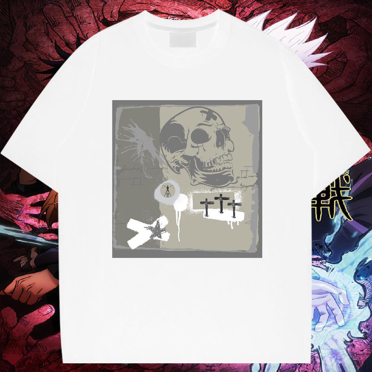 2024 Designer Men T Shirts skull Tees 230g Pure Cotton Street Wear Loose Fit Anime Print Breathable Crew Neck Couples T Shirts