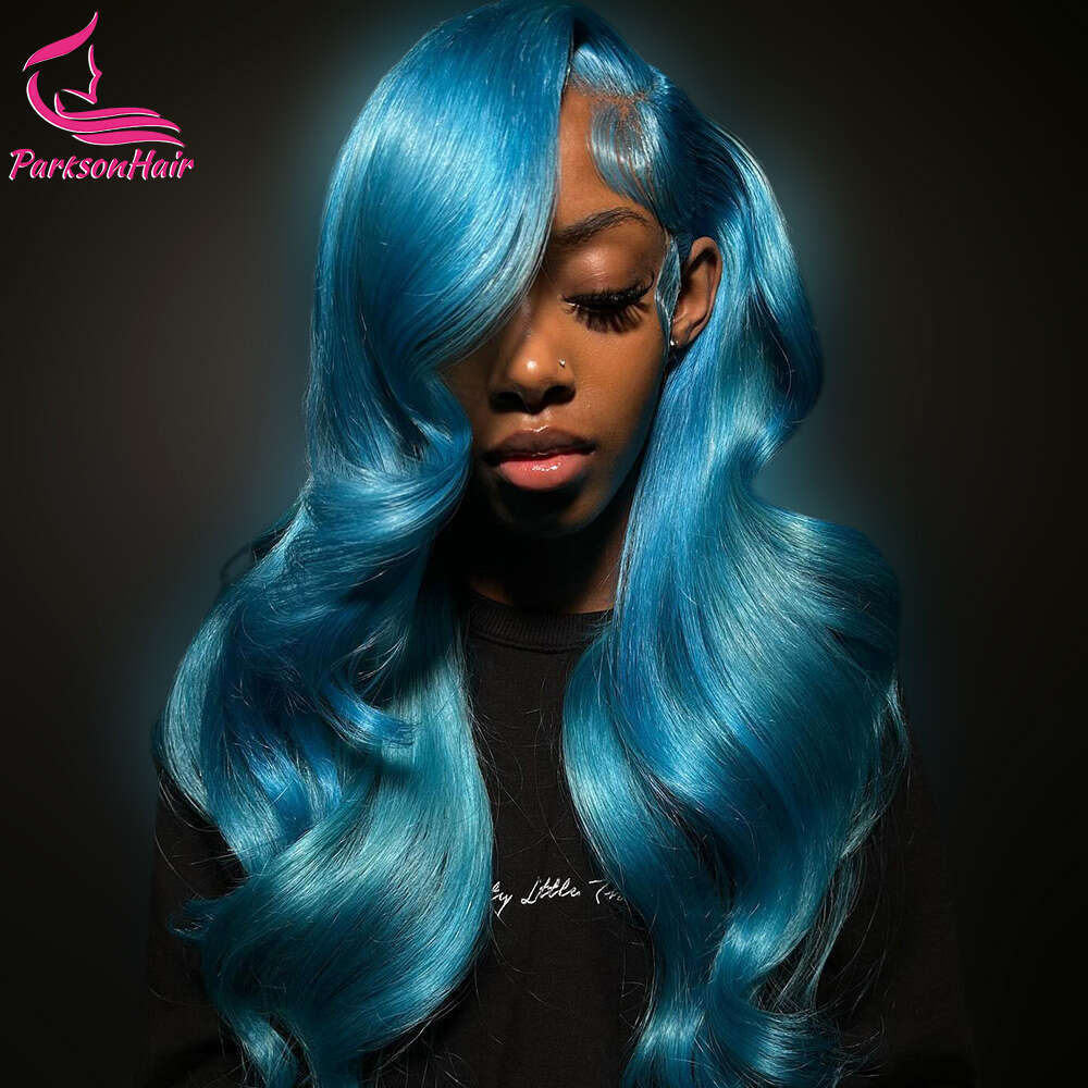 Color Body Wave 13X4 HD Front Wig Brazilian Colored Blue Human Hair For Women Remy Preplucked Lace Frontal Wigs