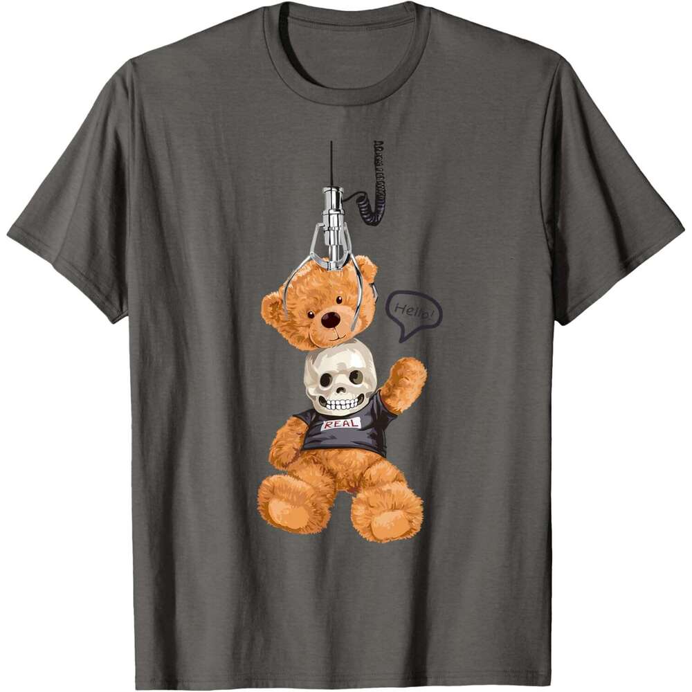 Halloween T shirt for Mens Cool Funny Teddy Bear Skull Illustration T-Shirt Shirts Tshirt Graphic Tee Casual Tops Clothes Short sleeve 2025