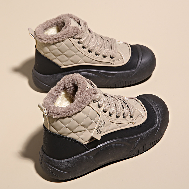 Ddmysports Igh Top Winter New Plush Women S Cotton Versatile Bread Shoes Thick Soled Snow Boots Trend XT Outdoor Shoes