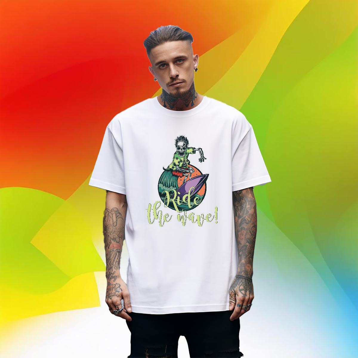 Customized T-Shirts for Men skull Tee Shirt 230g 100% Cotton Hip Hop Cool Anime Breathable Short Sleeve Tshirts