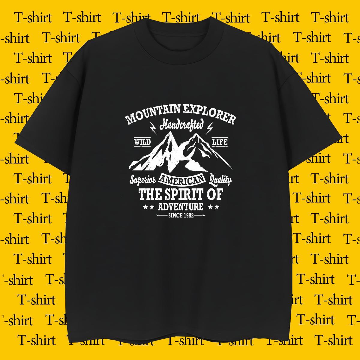 Unisex Men Clothes T-Shirt mountains 230g Cotton High Street Hip Hop Breathable T Shirt For Man DIY 2024 Designer Polos