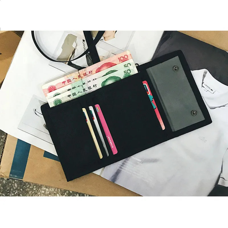 Trifold Students Wallets for Shoulder Sling Youth Men Women Shortstyle Hasp Card Purse Girls Boys Case Holder 240810