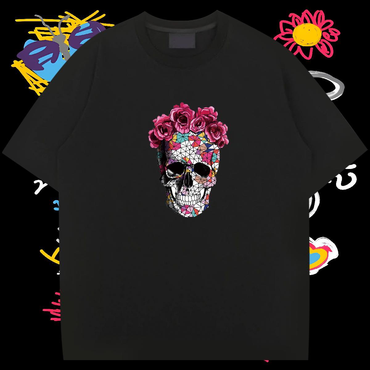 DIY Customized T-Shirts for Men skull Tee Shirt 100% Cotton 230g Anime Printing Street Free Shipping DIY Anime Short Sleeve Soft Tshirts