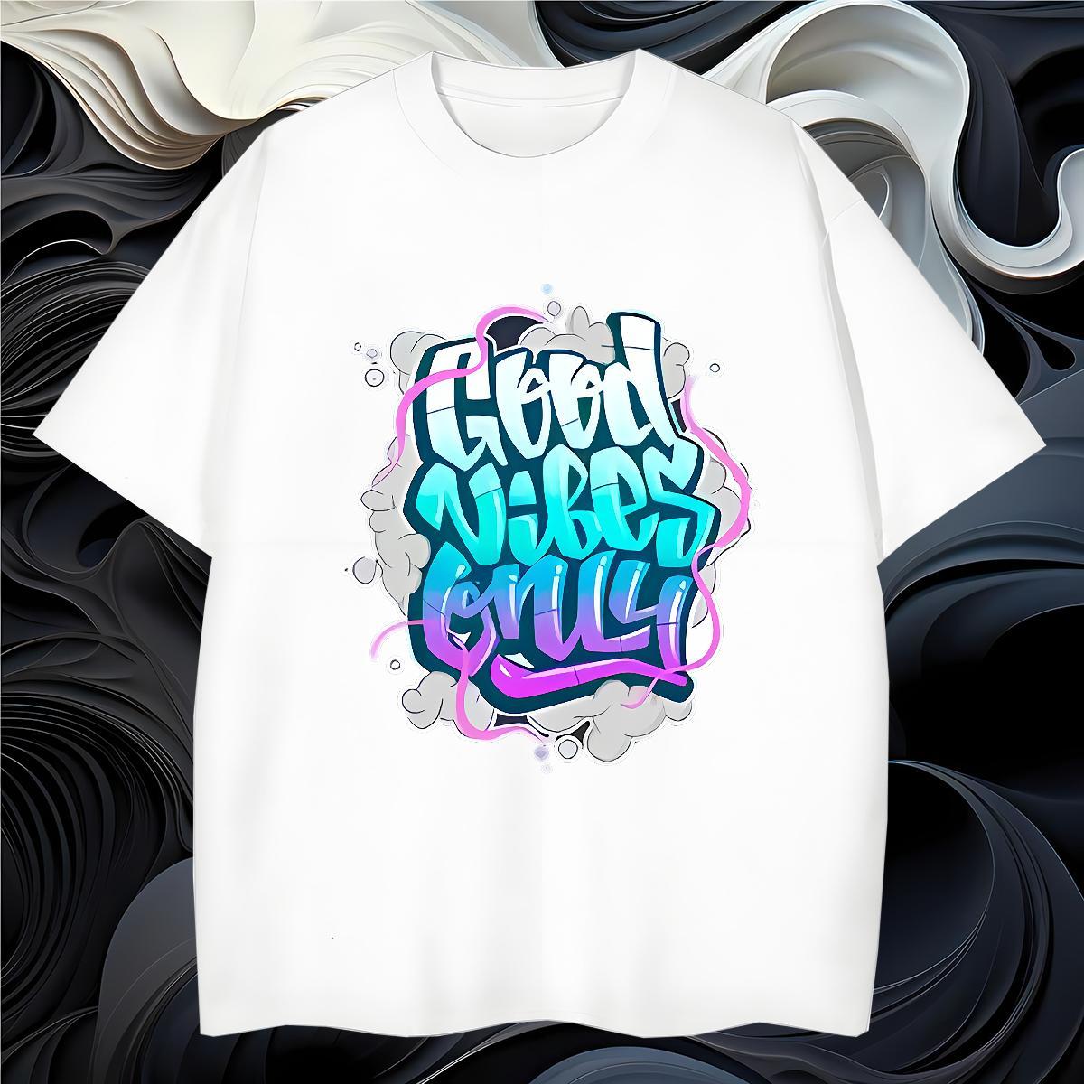 Classic 230g Pure Cotton T-Shirts Street Wear Couples T Shirts Tops Shirt Round Neck Short Sleeve Cool Floral Print