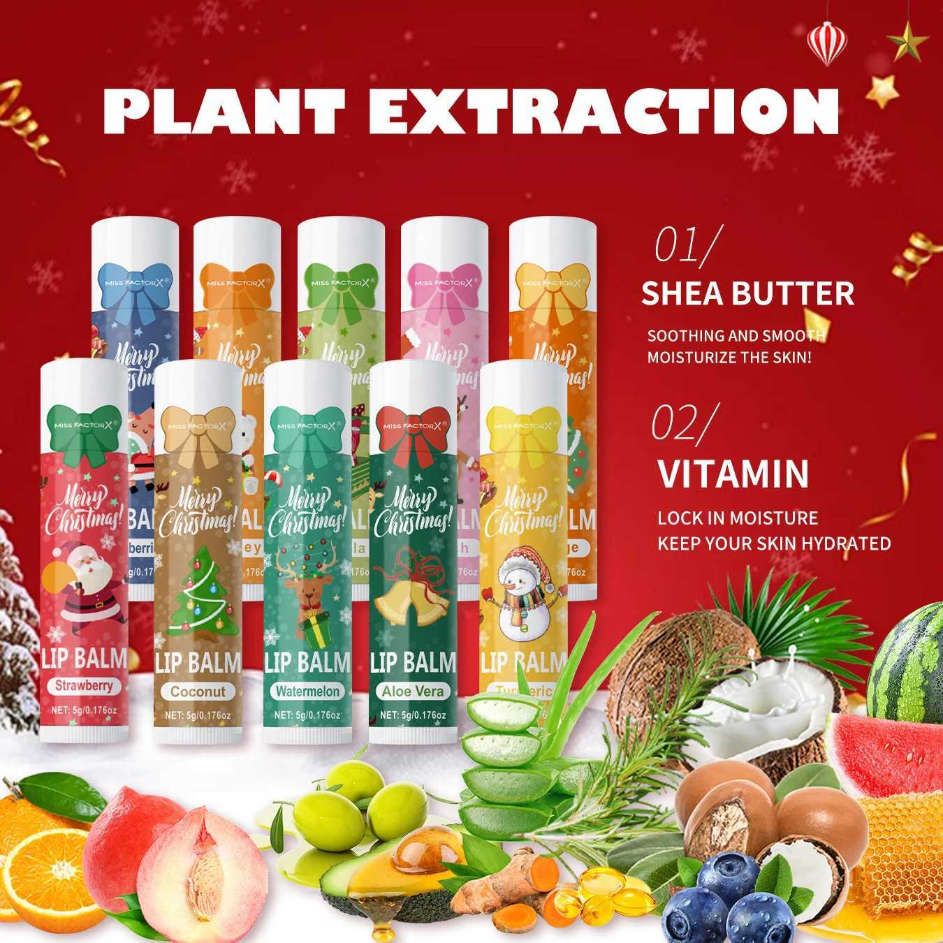 10 pieces/box Christmas gift box lipstick set deep moisturizing lipstick moisturizer bright lip color gift for women W240810