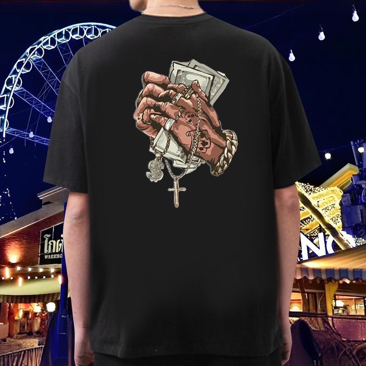 Classic T Shirts Men money Top Tees 230g Cotton High Street Hip Hop TOP Quality Oversized Crew Neck Breathable Couples T Shirts