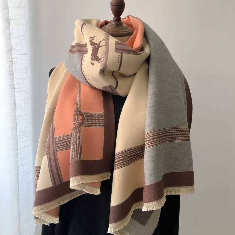 Autumn and winter scarves womens Pashmina shawls and wrapped cashmere blankets womens outdoor warm thick stools Bufanda 2023 new print W240810