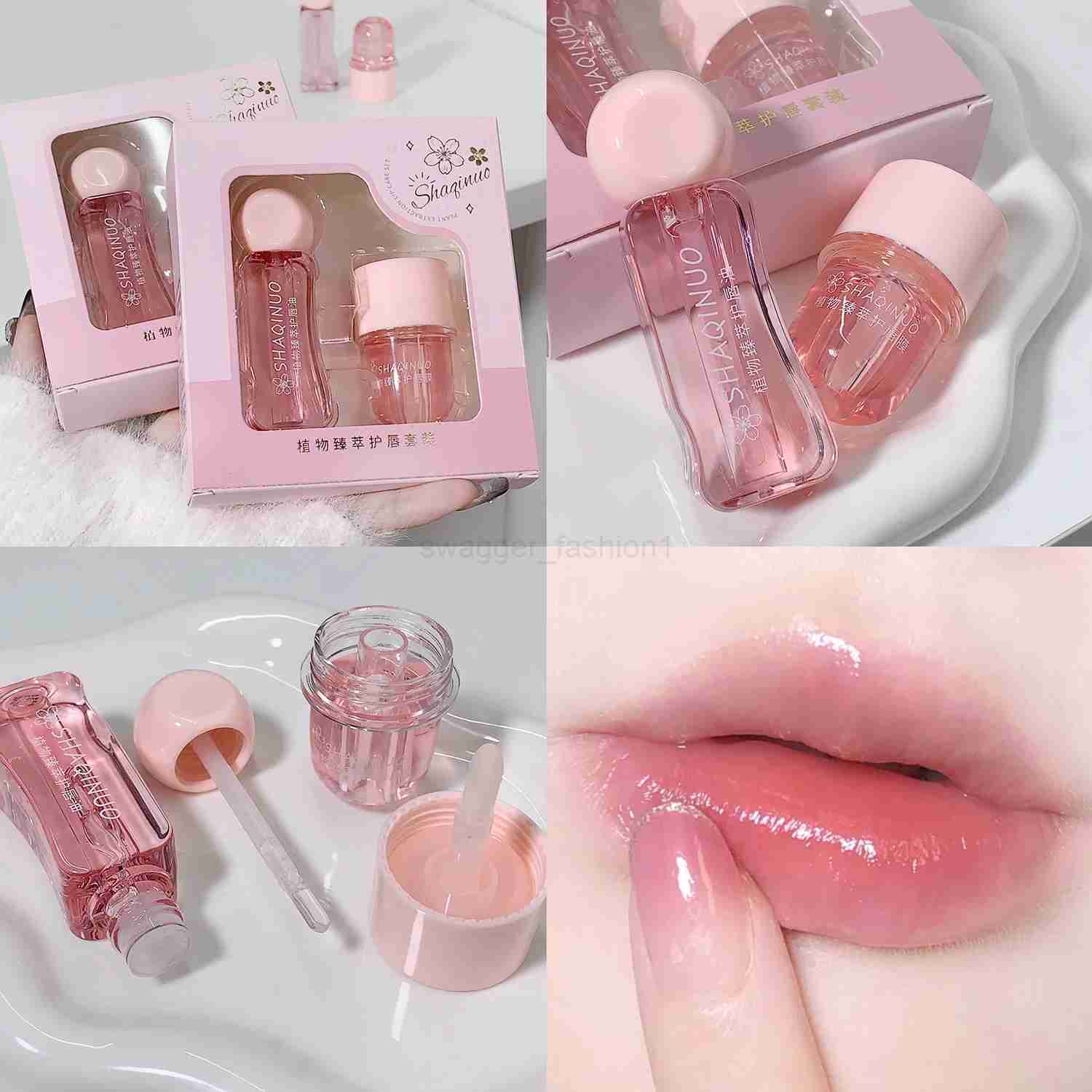 2Pcs/Box Lightweight Water Light Lip Oil Night Lip Mask Set Moisturizing Hydration Fade Liplines Lip Care Serum Primer CosmeticsXJ240812