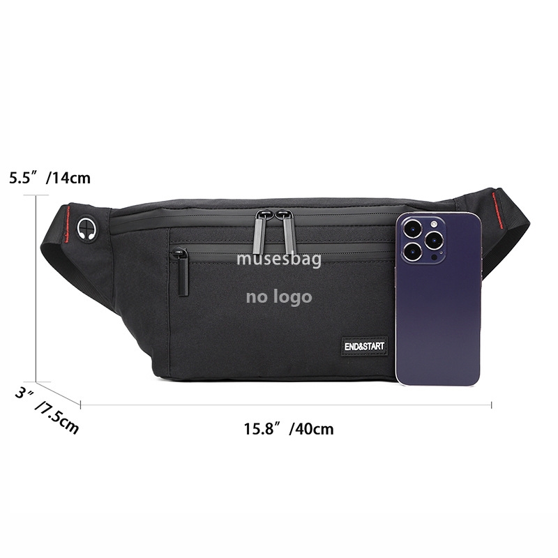 Waist pack single shoulder oblique cross backpack fashion brand men and women with black zipper light casual sports chest bag Japanese