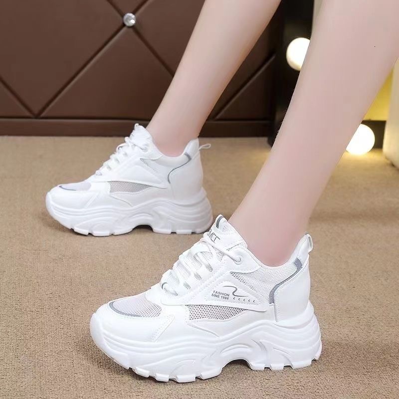 Ddmysports White For Women In Spring Summer Mesh Breathable New S Shoes Versatile Thick Soled Sports And Leisure Board Ins Outdoor Shoes
