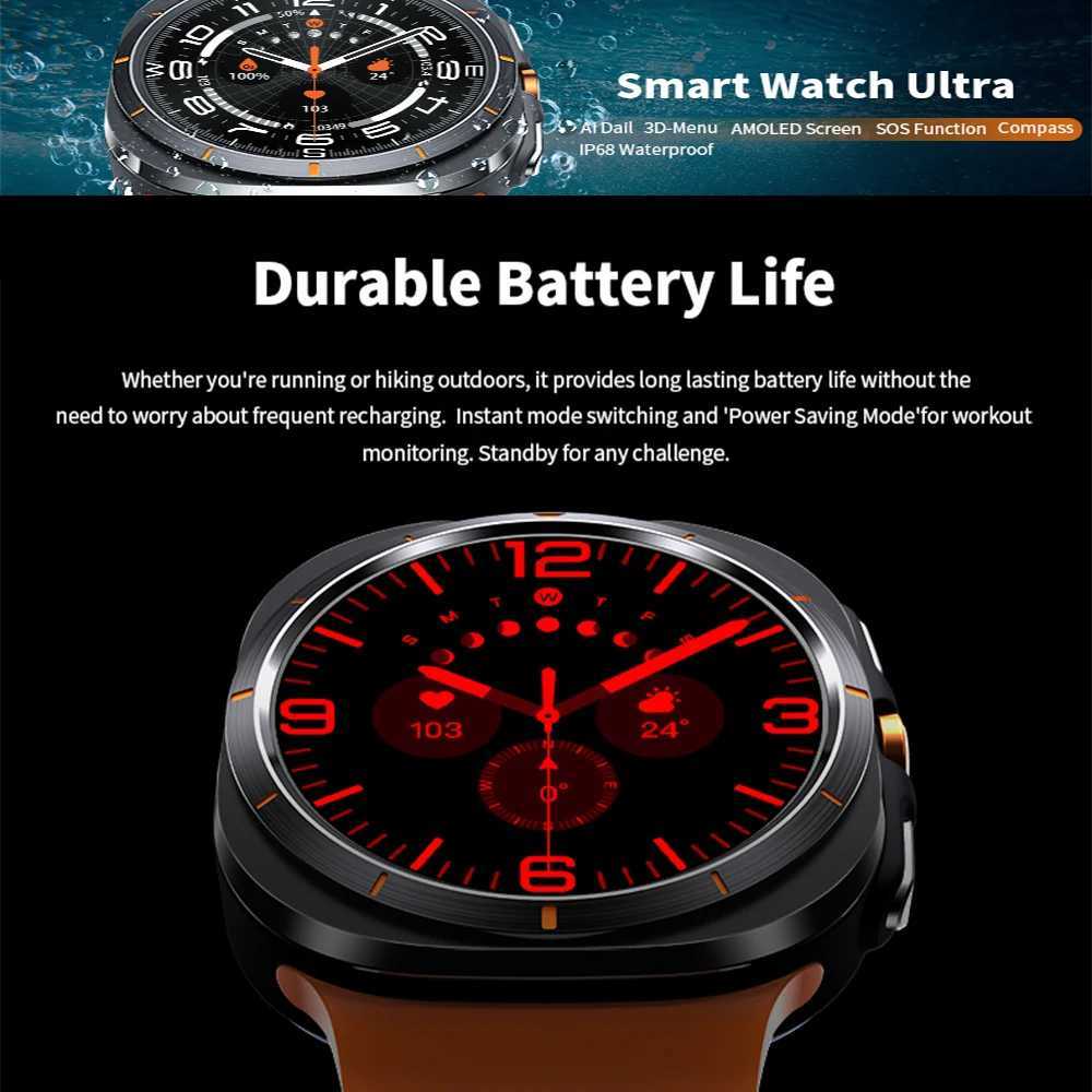 For Samsung Galaxy Watch 7 Ultra NFC GPS Tracker SmartWatch Men Amoled Always Display Body Temperature Clock BT Talk Smart Watch CL240812