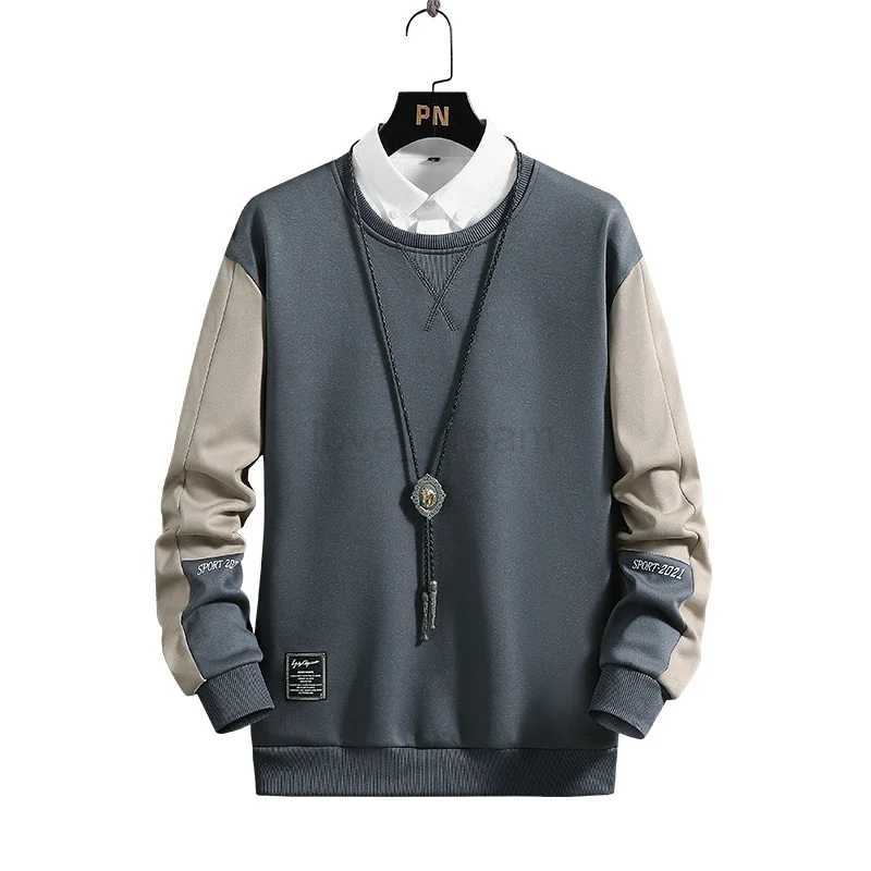 Long Sleeve Hoodies Men Clothes Fashion Casual Pullover Round Neck Fall Street Oversized Male Sportswear Hoodies PachworkXJ240812