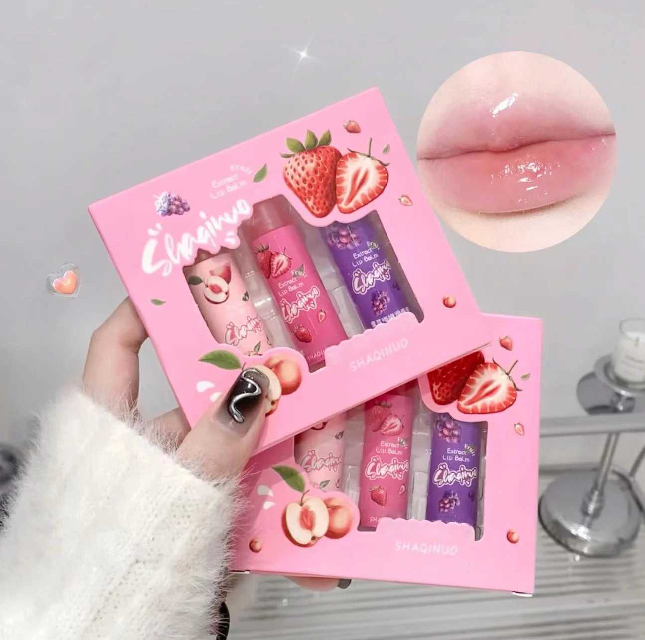 Fruit extract lipstick jelly lipstick gloss transparent and moisturizing nutritious grape lipstick daily lipstick beauty makeup W240810