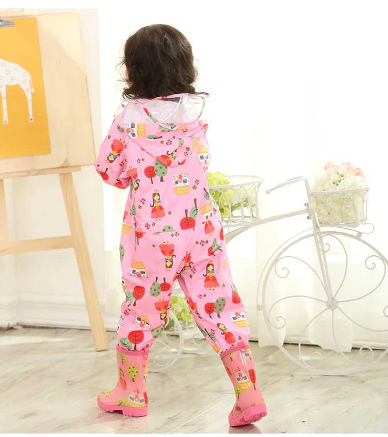 75-135CM Waterproof Raincoat For Children Kids Baby Rain Coat Poncho Boys Girls Primary School Students Siamese Raingear Y240810
