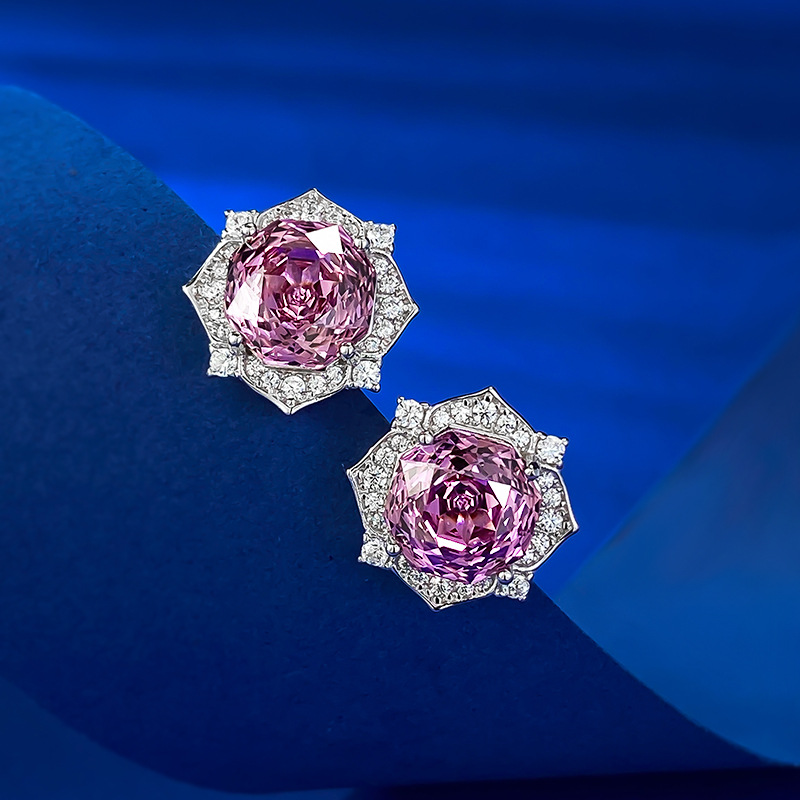 Amethyst Stud Earrings Sterg Sier Handmade Purple Millennium Cut | Gift for Women