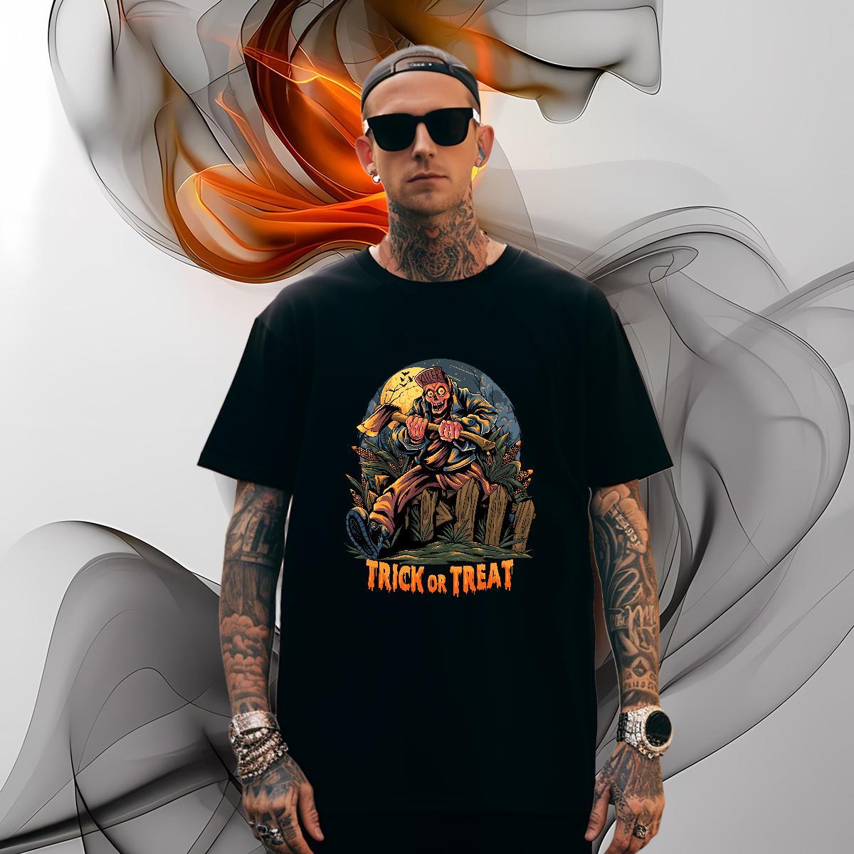 Brand T-Shirts for Men Halloween Breathable Crew Neck Summer Casual Anime 230g Pure Cotton Couples T Shirts New Tshirts