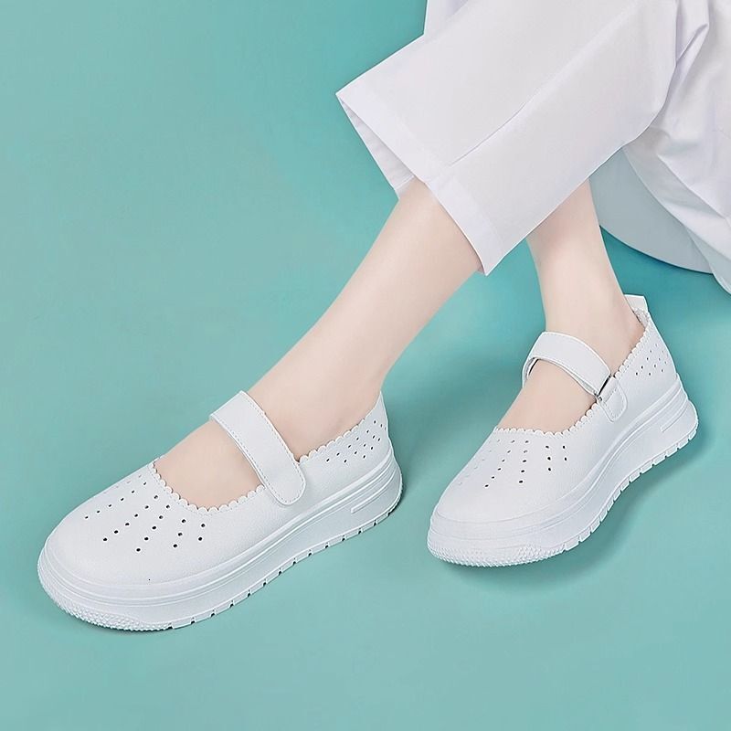 Ddmysports Spring Summer New Flat Ollow Nurse For Women Breathable Soft Soled Anti Slip Comfortable Slope Eel Non Tiring S Single Shoes Outdoor