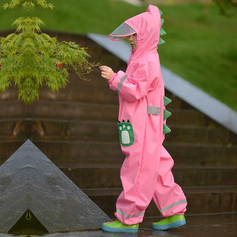 80-145cm Boys Girls Raincoat For ChildrenWaterproof Rain Coat Jumpsuit Students Raingear Kids Poncho Y240810